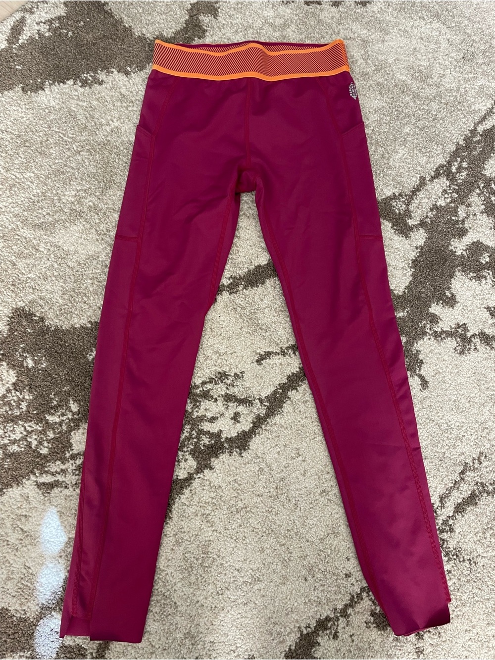 Free People Magenta Leggings with Orange Waistband